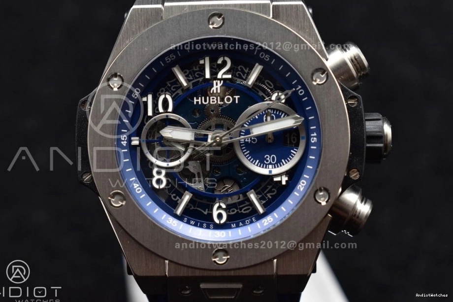 Edition Skeleton Dial ZF 1:1 424 A Rubber Titanium Hublot on Blue Best FlexibleFit Big Unico Blue Strap Bang 0330